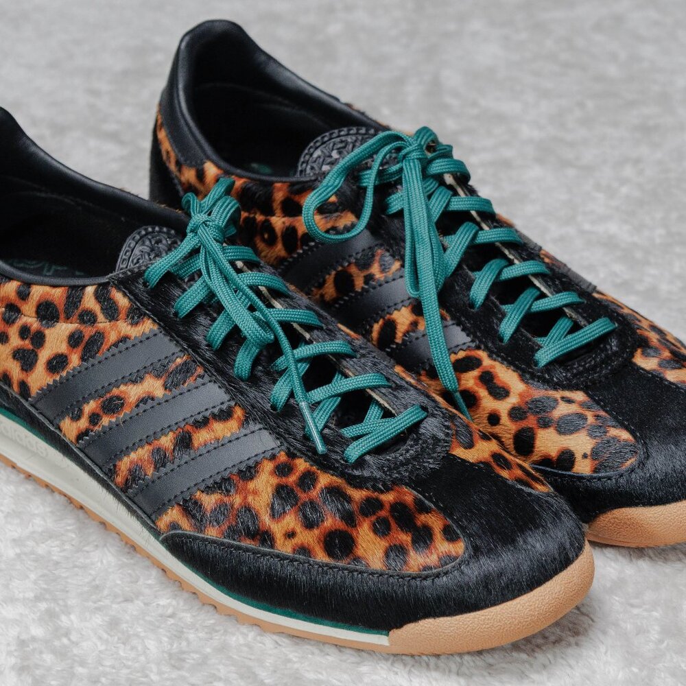 Leopard Print Women's Sneaker with Teal Laces
